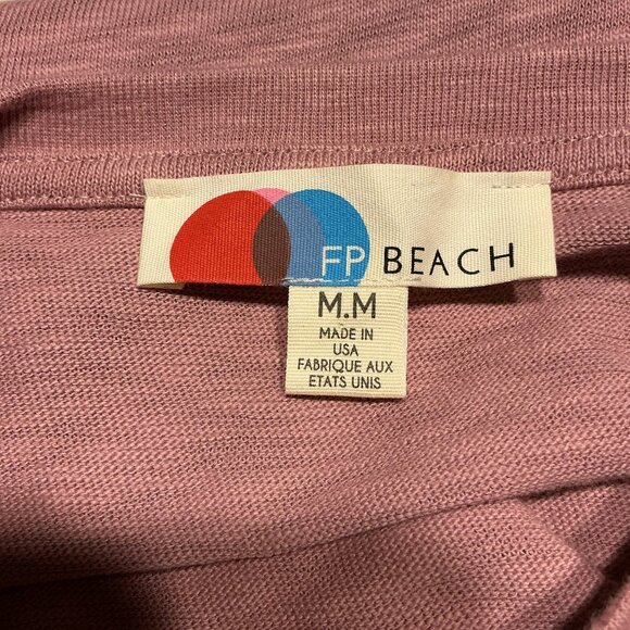 Free People FP Beach Pink Tie-Front Knit Womens Medium Long Sleeve Crop Top - Picture 10 of 11